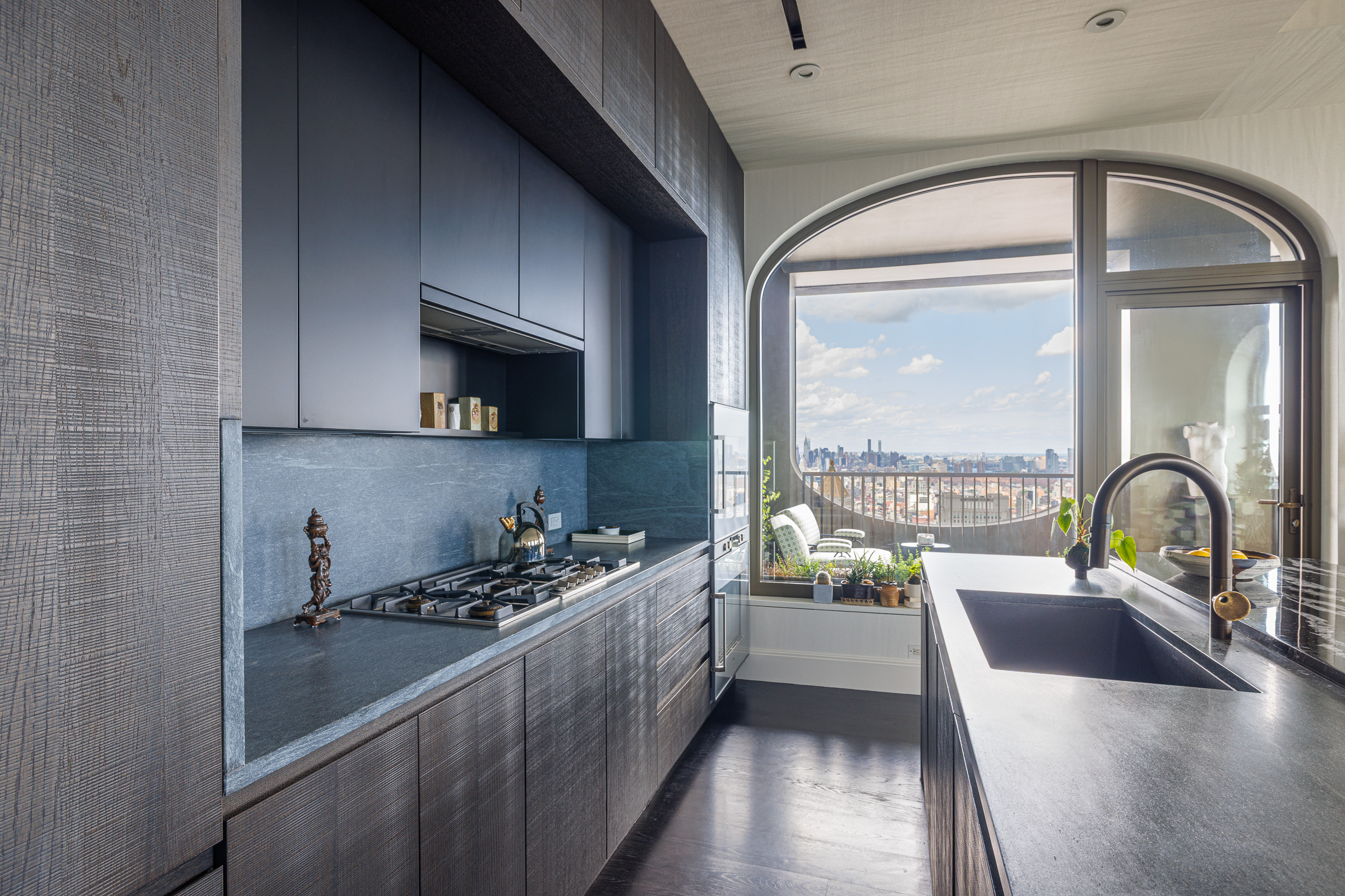 Daytime city view from kitchen